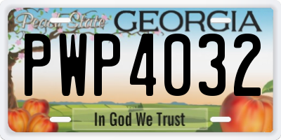 GA license plate PWP4032