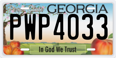 GA license plate PWP4033