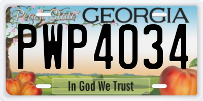 GA license plate PWP4034