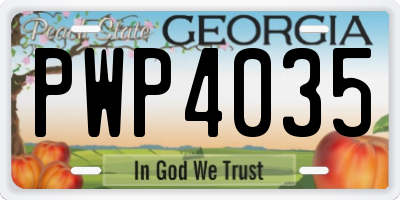 GA license plate PWP4035
