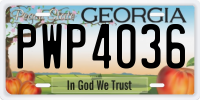 GA license plate PWP4036