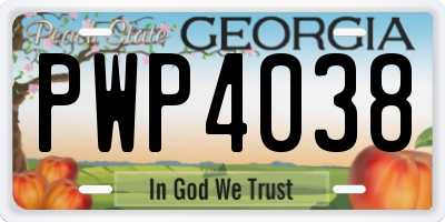 GA license plate PWP4038