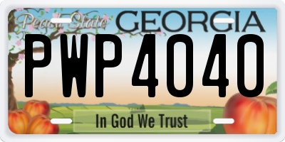 GA license plate PWP4040
