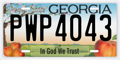 GA license plate PWP4043