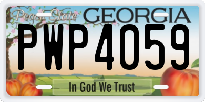 GA license plate PWP4059