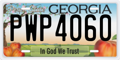 GA license plate PWP4060
