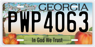 GA license plate PWP4063