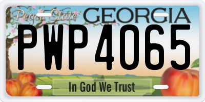 GA license plate PWP4065