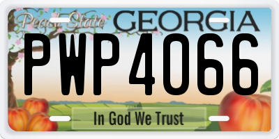 GA license plate PWP4066