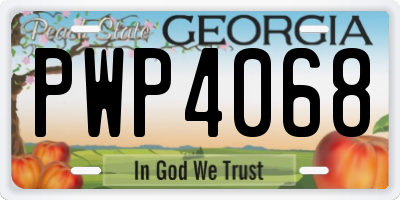 GA license plate PWP4068