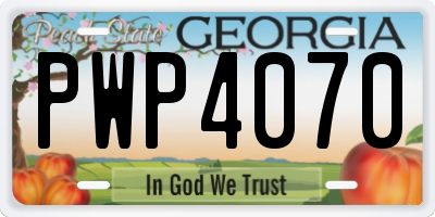 GA license plate PWP4070