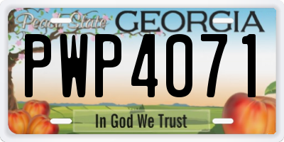 GA license plate PWP4071