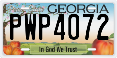 GA license plate PWP4072