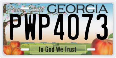 GA license plate PWP4073
