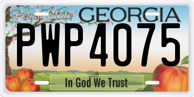 GA license plate PWP4075
