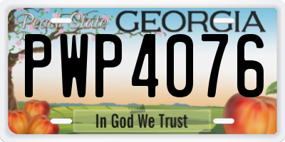 GA license plate PWP4076