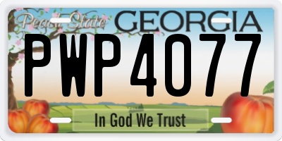 GA license plate PWP4077