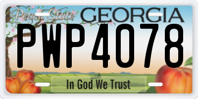 GA license plate PWP4078