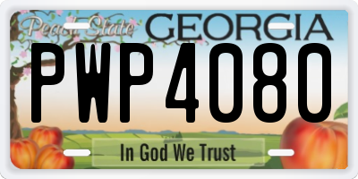 GA license plate PWP4080