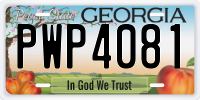 GA license plate PWP4081