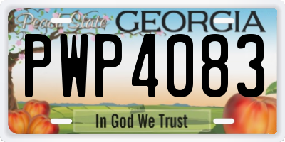GA license plate PWP4083