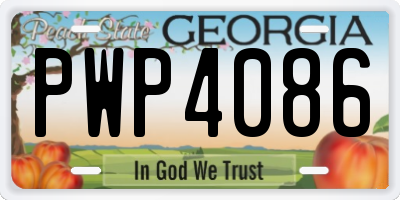 GA license plate PWP4086