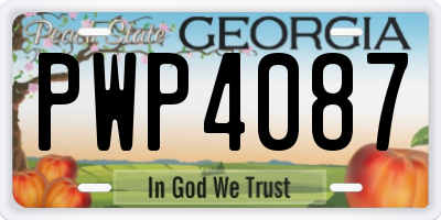 GA license plate PWP4087