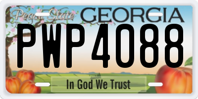 GA license plate PWP4088