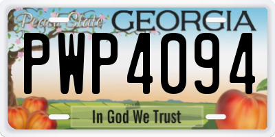 GA license plate PWP4094