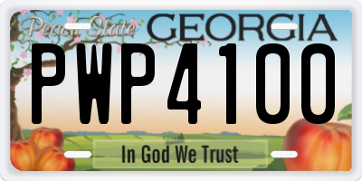 GA license plate PWP4100