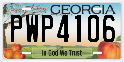 GA license plate PWP4106