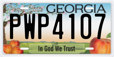 GA license plate PWP4107