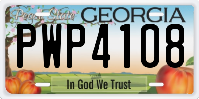 GA license plate PWP4108