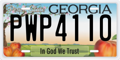 GA license plate PWP4110