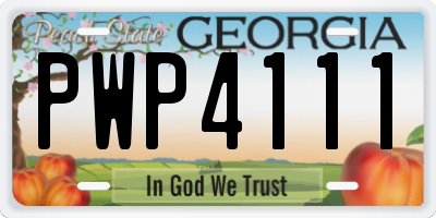 GA license plate PWP4111