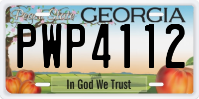 GA license plate PWP4112