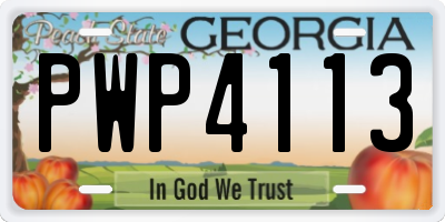 GA license plate PWP4113