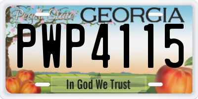 GA license plate PWP4115