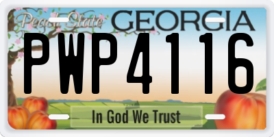 GA license plate PWP4116