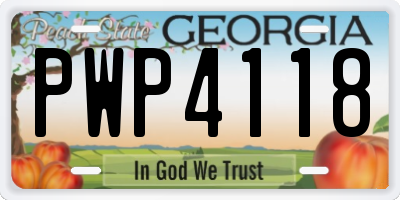 GA license plate PWP4118