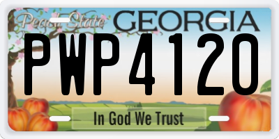GA license plate PWP4120