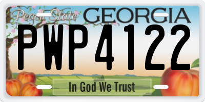 GA license plate PWP4122