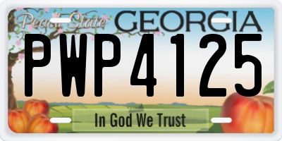 GA license plate PWP4125