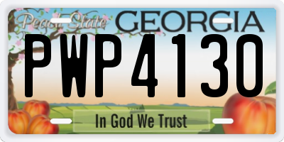 GA license plate PWP4130