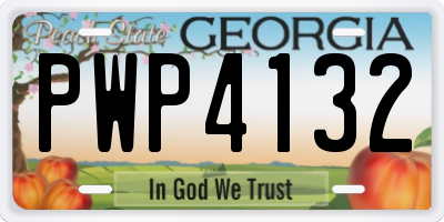 GA license plate PWP4132