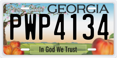 GA license plate PWP4134