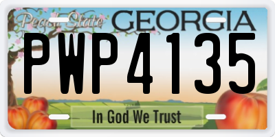 GA license plate PWP4135