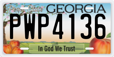 GA license plate PWP4136