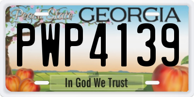 GA license plate PWP4139