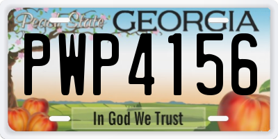 GA license plate PWP4156